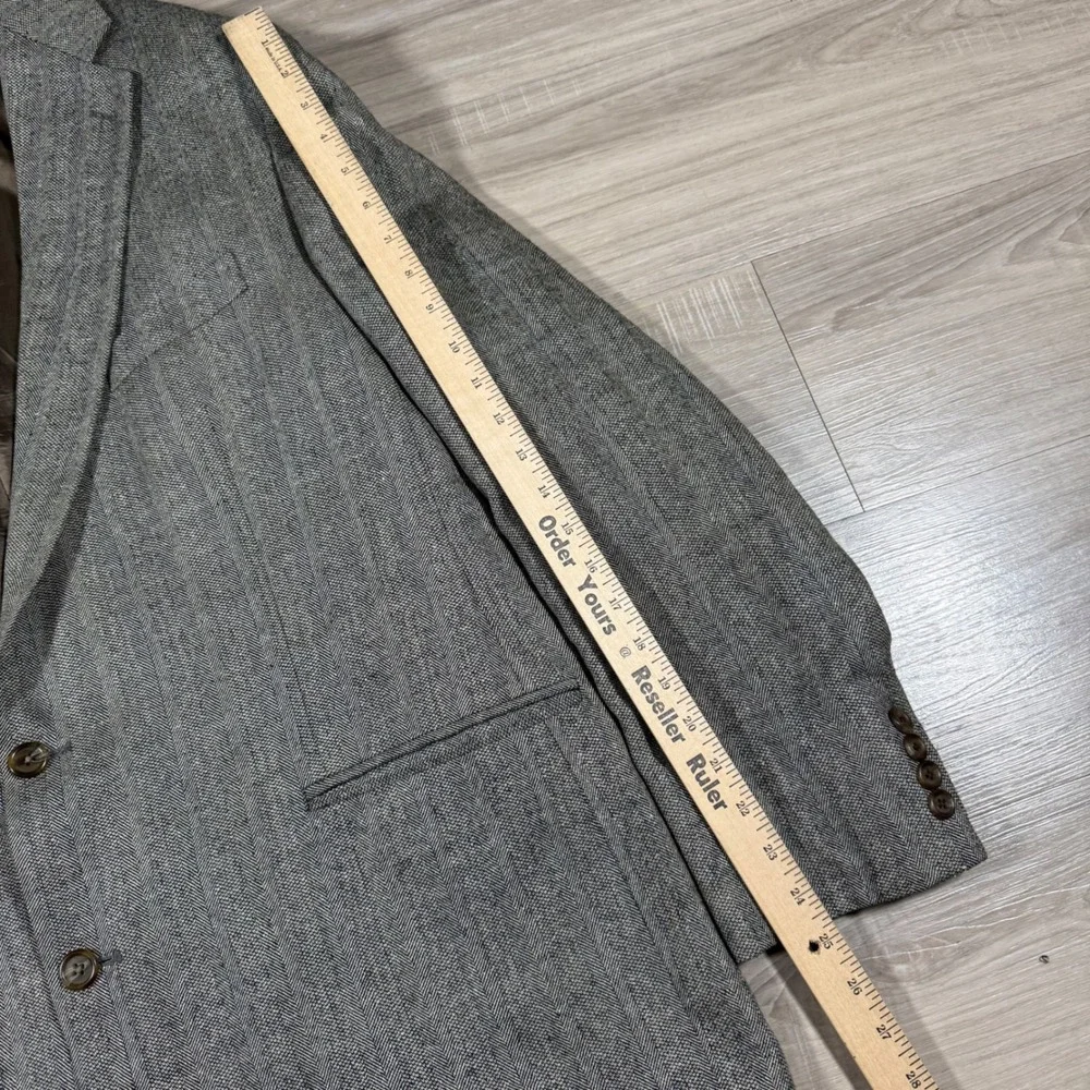 Vintage Chaps Ralph Lauren Herringbone Silk‎ Wool Blend Blazer Jacket Size 50 X